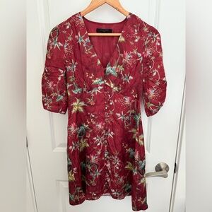 All Saints Red Floral Dress Size: Small